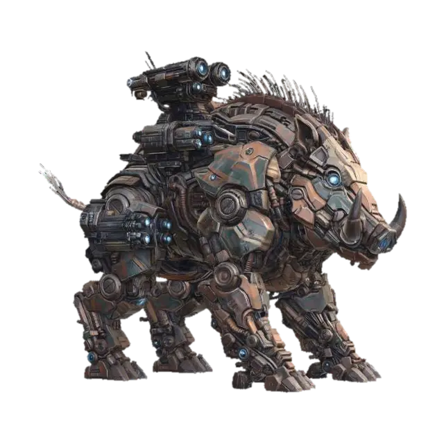 Mecha Big Warboar - Boar 3D model, vytvořený pomocí AI