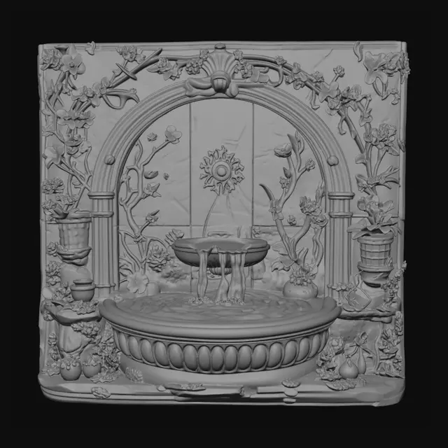 3D model for Vine-Wrapped Arch Fountain
