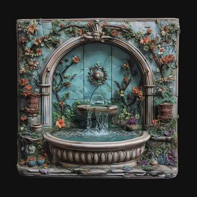 3D model for Vine-Wrapped Arch Fountain