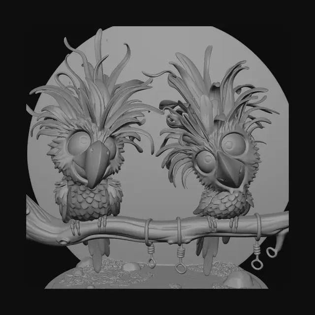 3D model for Crimson and Azure Parrots