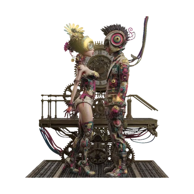 Clockwork Lovers - Duo 3D model, vytvořený pomocí AI