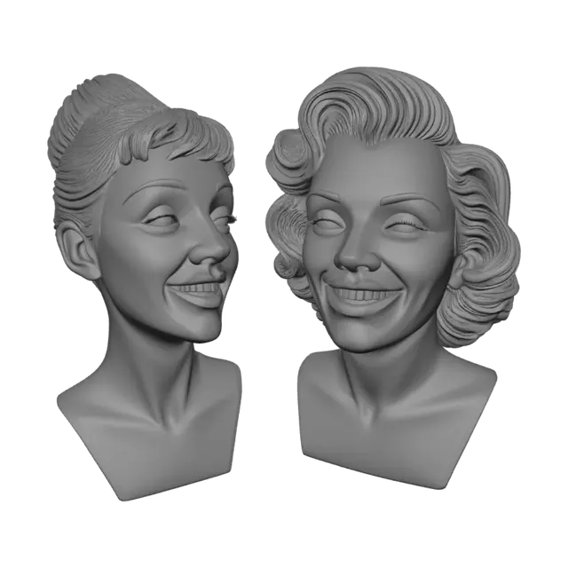 3D model for Two Vintage Busts