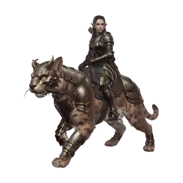 3D model for Elven Knight on a Leopard Steed