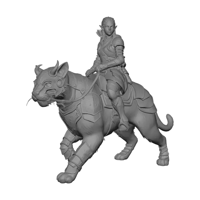 3D model for Elven Knight on a Leopard Steed
