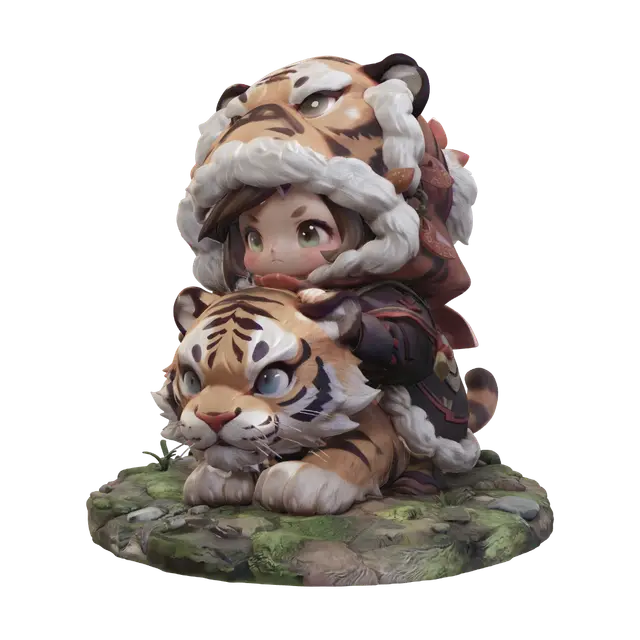 Mei, Little Tiger Guardian - Cub 3D model, vytvořený pomocí AI