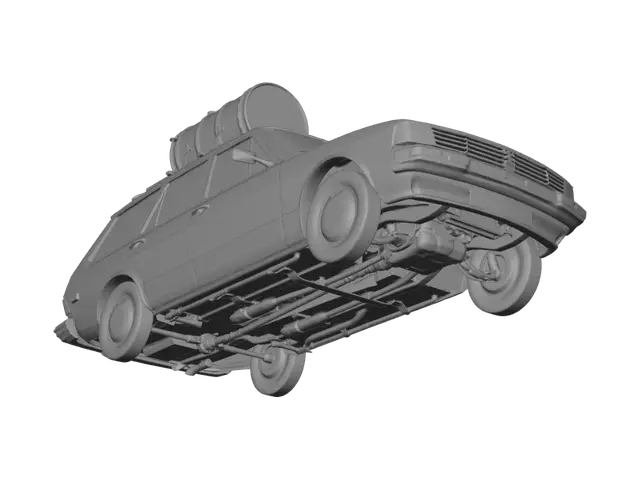 3D model for Green Wood-Panel Station Wagon with Rooftop Tank