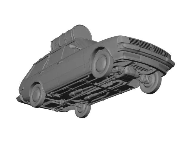 3D model for Green Wood-Panel Station Wagon with Rooftop Tank
