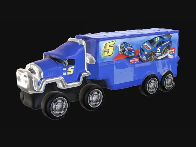 3D model for Blue Race Car Transporter Truck