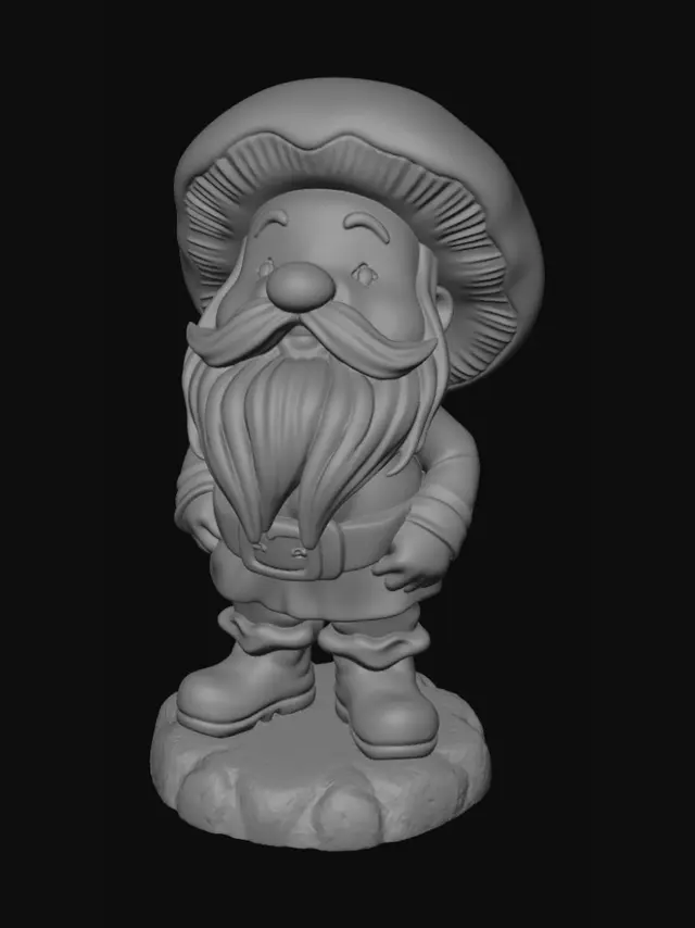 3D model for Génère moi de figurine d'un gnome avec un champignon sur la tête