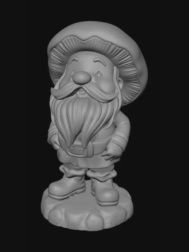 3D model for Génère moi de figurine d'un gnome avec un champignon sur la tête