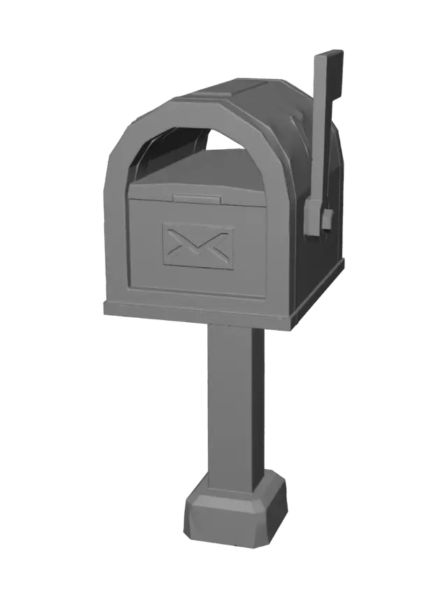 3D model for Rusty Blue Mailbox on a Wooden Post