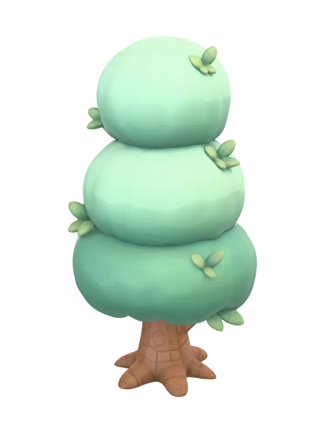 Minty Smooth Tree - Bubbly 3D model, vytvořený pomocí AI