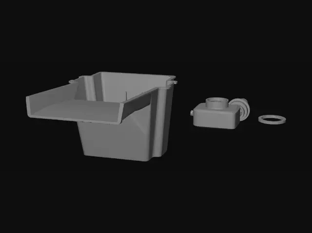 3D model for Plastic tank with drain and fittings - exploded view