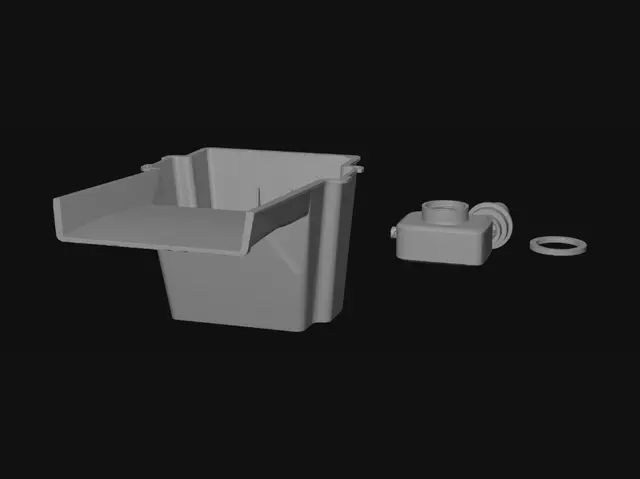 3D model for Plastic tank with drain and fittings - exploded view