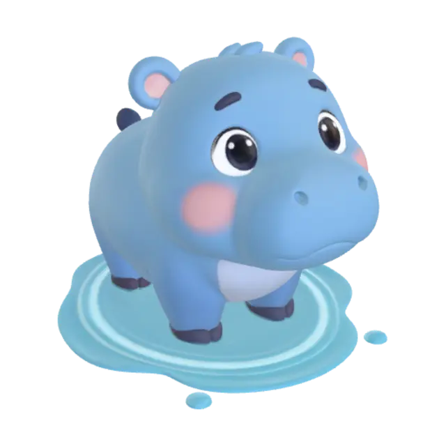 3D model for Blue Hippo by the Puddle