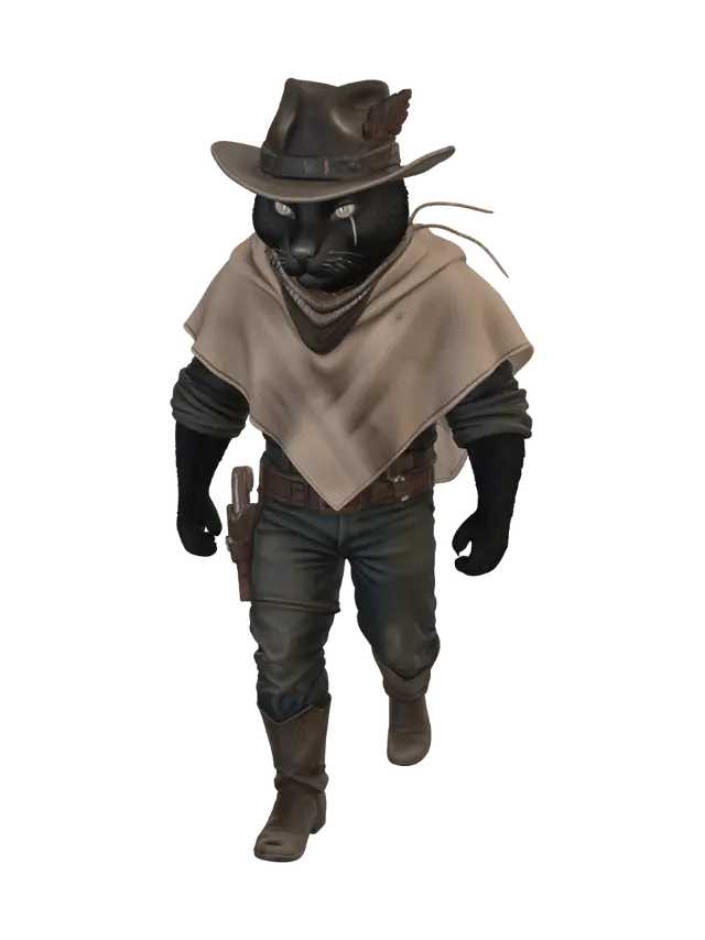 Black Cat - Paws 3D model, vytvořený pomocí AI