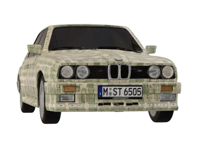 Cash Wrapped BMW 3D model, vytvořený pomocí AI