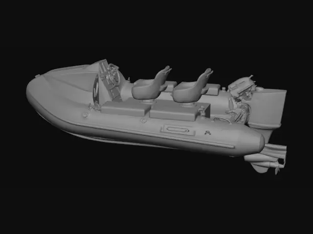 3D model for Red inflatable boat cockpit with steering console