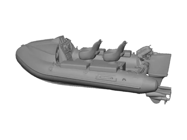 3D model for Red inflatable boat cockpit with steering console
