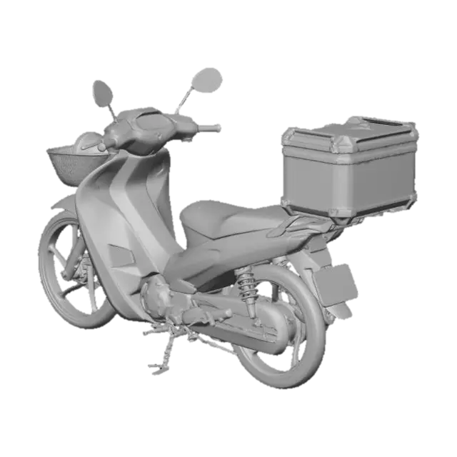 3D model for Blue Honda Touring Motorcycle with Top Case
