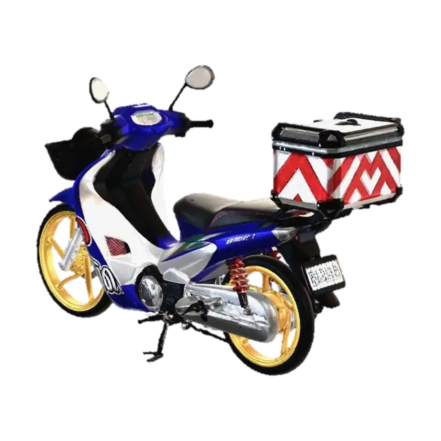 3D model for Blue Honda Touring Motorcycle with Top Case