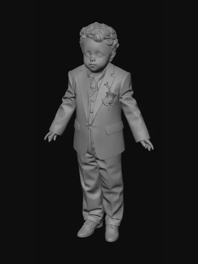 3D model for Tiny Gentleman in a Beige Suit