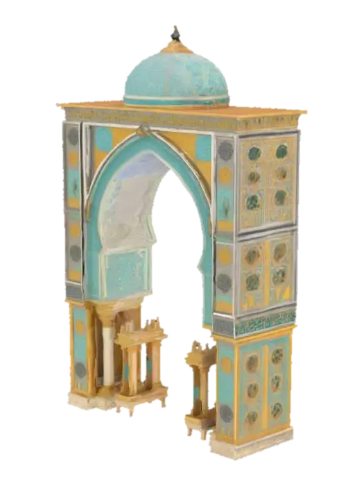 arab medieval triumphal arc 3D model, vytvořený pomocí AI