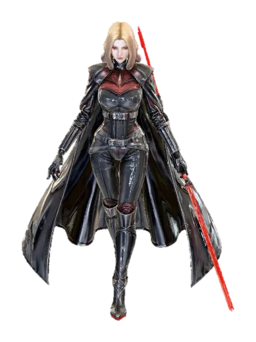 Female Star Wars Sith Warrior - Lightsaber 3D model, vytvořený pomocí AI