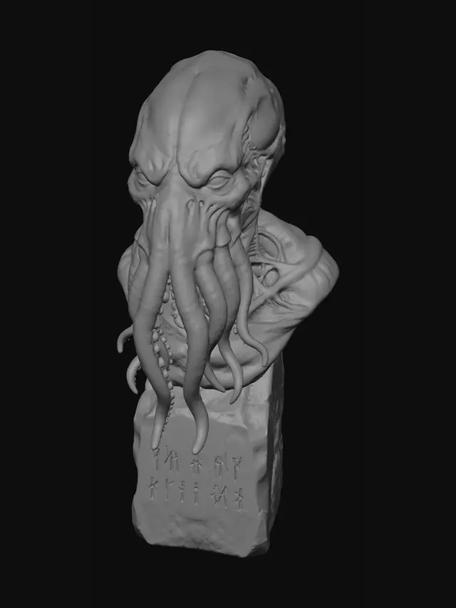 3D model for Grimdark lovecraftian cthuluhu bust, high detail. slimy,