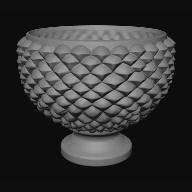 3D model for Emerald Scalloped Ceramic Planter