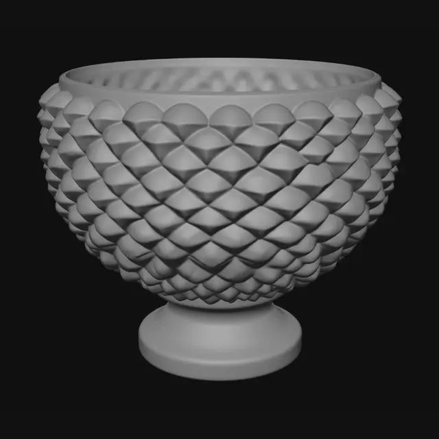 3D model for Emerald Scalloped Ceramic Planter