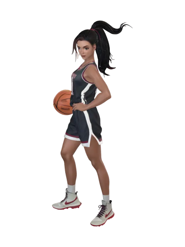 3D model for Female Tall athletic basketball playing NPC