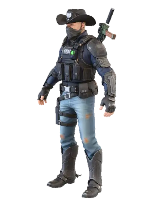 Cowboy Commando - Wildwest 3D model, vytvořený pomocí AI