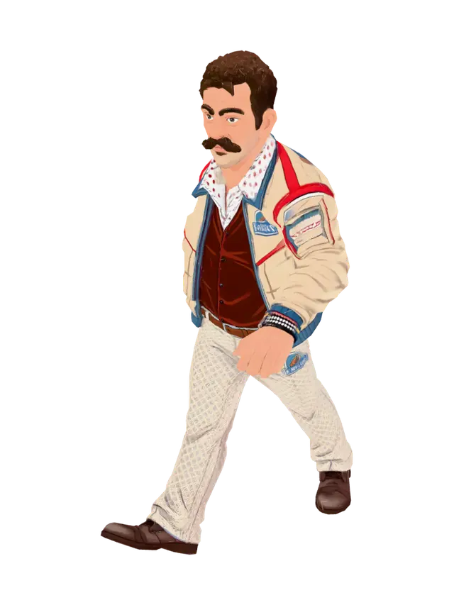 3D model for T-Pose Pilot in a Retro Patch Jacket