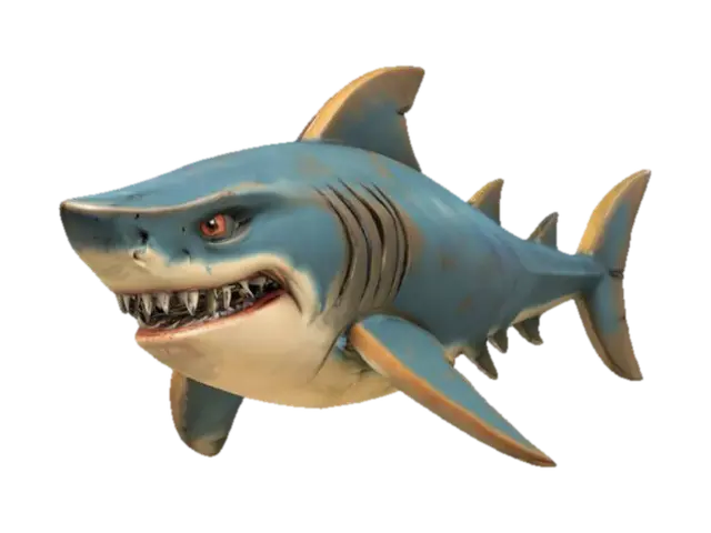 Shark Fury, #ocean# 3D model, vytvořený pomocí AI
