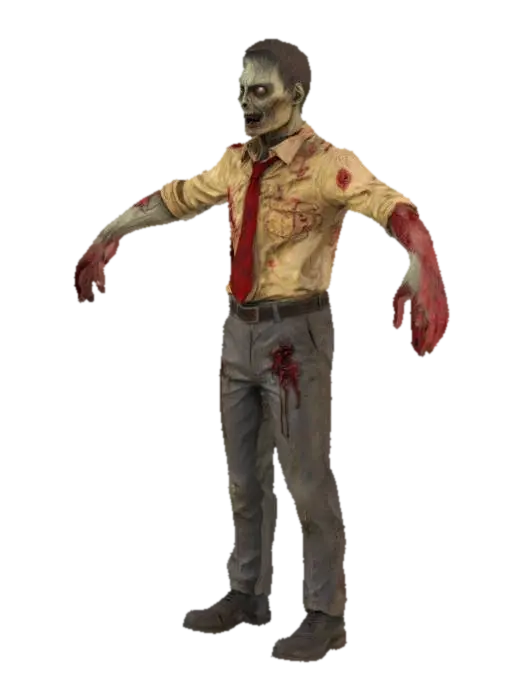 Young Realistic Zombie Office Worker, High Detail - preview 3D model, vytvořený pomocí AI
