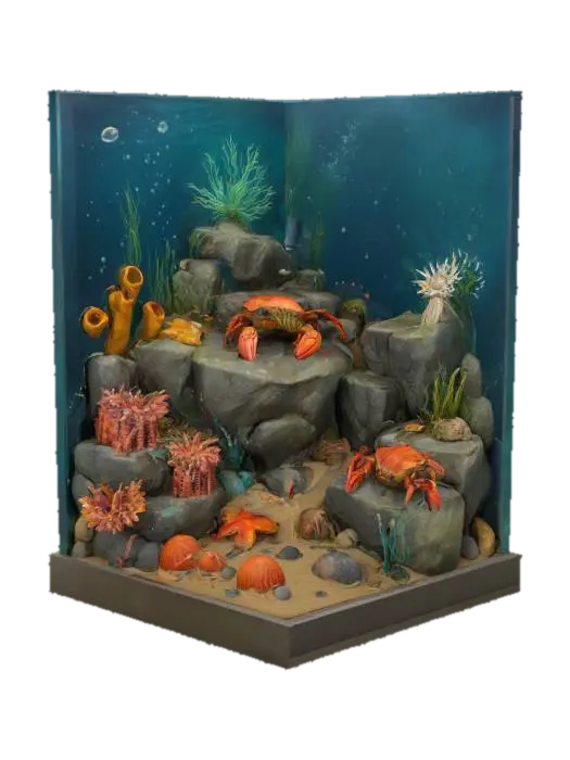 Ocean Corner Scene, #ocean# - Coast 3D model, vytvořený pomocí AI