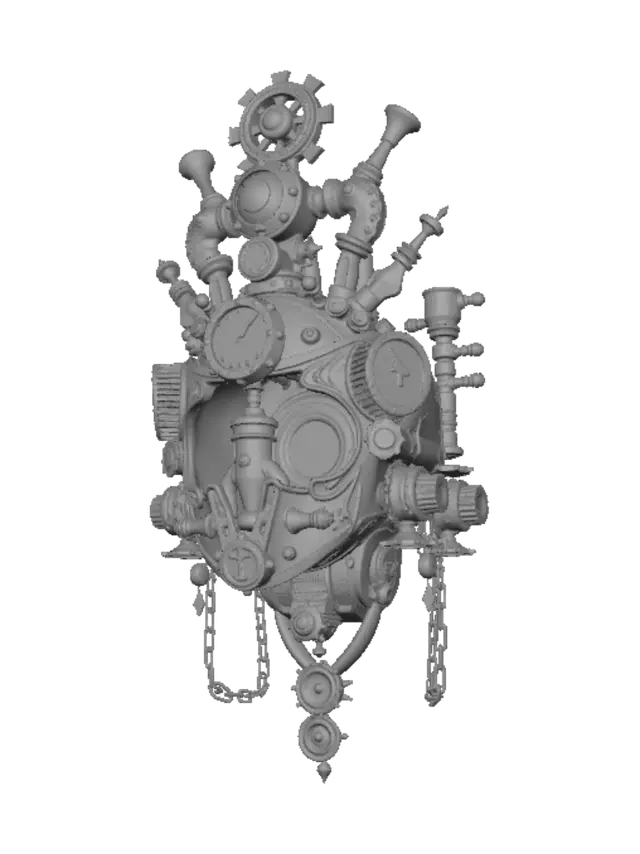 3D model for Victorian steampunk royal headpiece, highly detailed, wearable headgear only, no head, no mannequin, isolated object, ornate brass and copper construction, exposed gears, clockwork mechanisms, pressure gauges, steam vents, rivets, filigree metalwork, glowing vacuum tubes, crystal power core, leather straps, mechanical crown with asymmetrical antennae and rotating gear halo, gothic industrial aesthetic, luxurious craftsmanship, side and front readable silhouette, realistic materials, hard-surface design, game-ready asset, ultra high detail