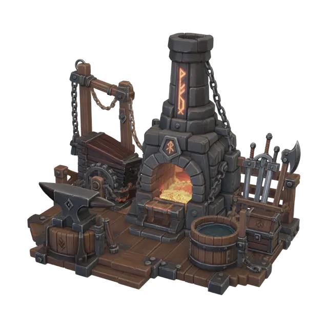 Blacksmith Bench T3 - Chains 3D model, vytvořený pomocí AI