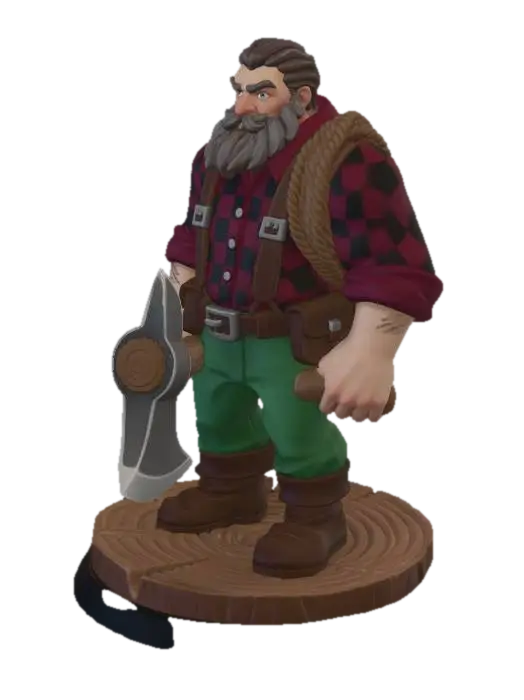 Hunter - Axeman 3D model, vytvořený pomocí AI