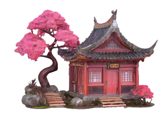 Chinese old house on top of a mountain, beautiful setting with intricate details,… - Asia 3D model, vytvořený pomocí AI