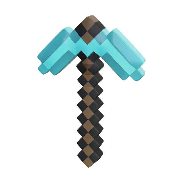 Stylized Diamond Pickaxe 3D model, vytvořený pomocí AI