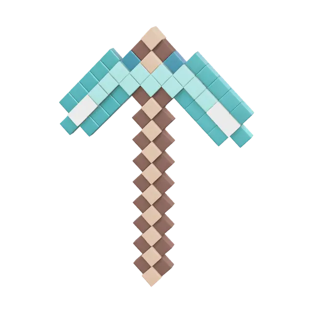 Weathered Diamond Pickaxe 3D model, vytvořený pomocí AI