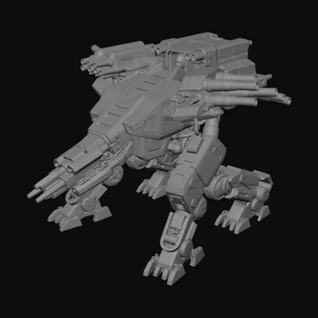 3D model for This detailed 3D model features a heavy combat mech with advanced weaponry, piloted by a soldier. The mech’s rugged, industrial design is equipped with missile pods, massive cannons, and mechanical legs, making it ideal for use in military or sci-fi environments. The realistic textures and intricate components bring depth to the model, perfect for high-action sequences in games, animations, or visual effects projects. The addition of a human pilot adds scale and interaction, enhancing its presence in any battlefield setting.