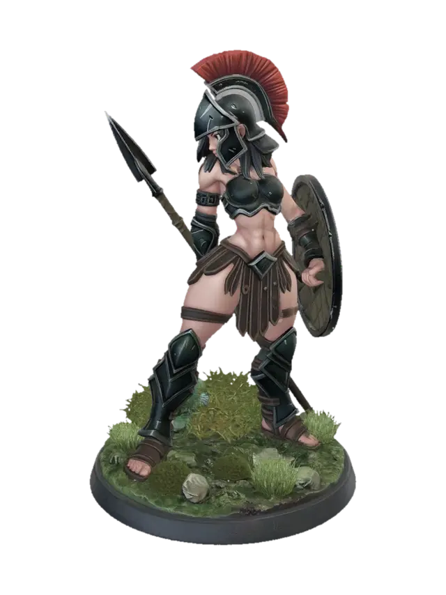 Make the lady from D&D image wearing the armor from the image on a base-stand… - Baseplate 3D model, vytvořený pomocí AI
