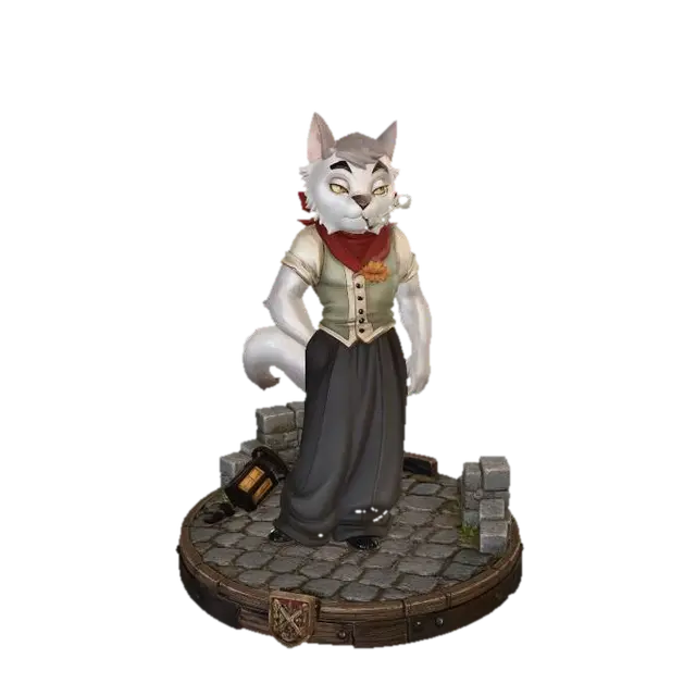 add a miniature medieval road themed base-stand and do him exact as he is in… - Baseplate 3D model, vytvořený pomocí AI
