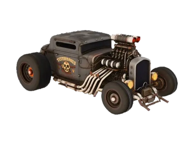 Steampunk Racer - Car 3D model, vytvořený pomocí AI