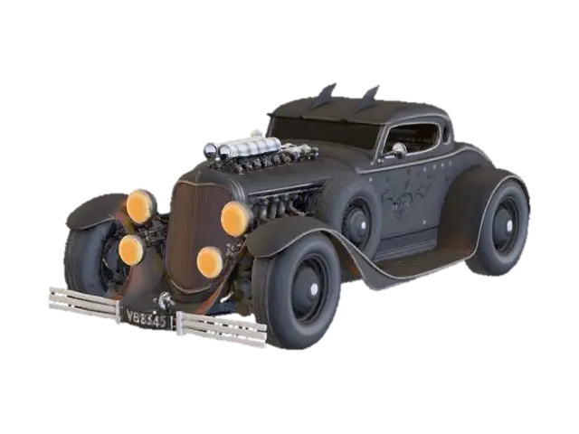 Retro Batmobile - Race 3D model, vytvořený pomocí AI