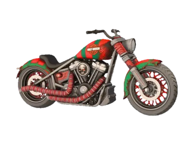 harley custom 3D model, vytvořený pomocí AI