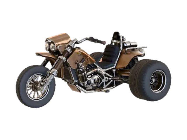 Rustic Chopper Trike - Motorcycle 3D model, vytvořený pomocí AI